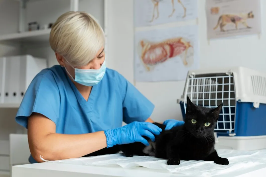 Хирургическая операция у кошки в ветеринарной клинике